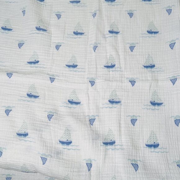 Aden + Anais Sailboat Baby Blanket Swaddle Muslin Blue White Green Security - Picture 2 of 5